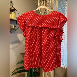 Red and White Polka Dot Blouse